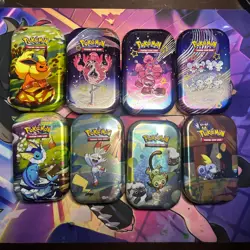 Pokemon TCG EMPTY Mixed Mini Tin Lot Of 8 Prismatic Evolutions Paldean Fates - Image 2