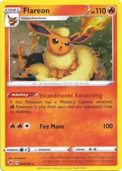 1x Flareon - 026/185 - Cosmos Holo NM-Mint Pokemon SWSH04 - Vivid Voltage - Image 1