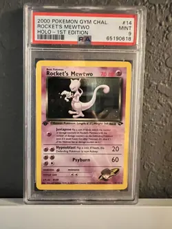 2000 Pokemon Gym Challenge - Rocket's Mewtwo [1st Edition] Holo #14 - PSA 9 - Image 1