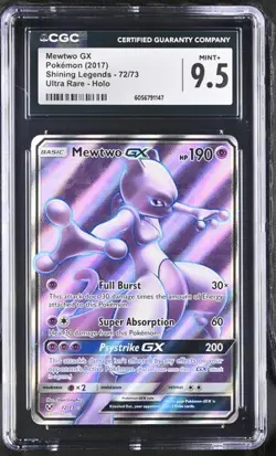 Mewtwo GX Ultra Rare Holo CGC 9.5 MINT+ (2017) Pokemon JPN Shining Legends 72/73 - Image 1