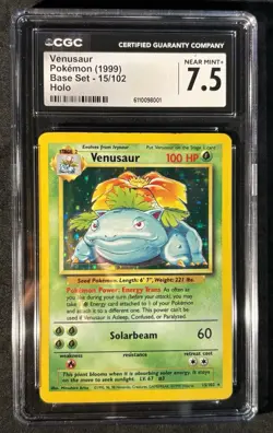 Pokemon Venusaur 15/102 Base Set Vintage 1999 WOTC Holo CGC 7.5 Near Mint+ - Image 1