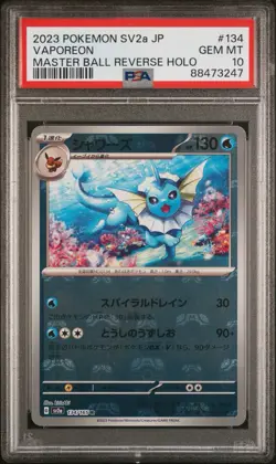 Pokemon Vaporeon 151 sv2a Japanese Master Ball Reverse Holo #134 PSA 10 Gem Mint - Image 2