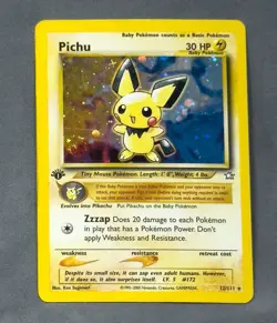 Swirl MP+ 1st Edition Pichu Holo Neo Genesis 012/111 Pokemon TCG Vintage WotC - Image 1