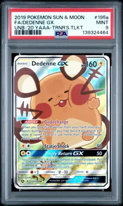PSA 9 Dedenne GX #195a - Full Art / Alt Art Promo Pokemon Card - Pokemon TCG - Image 1