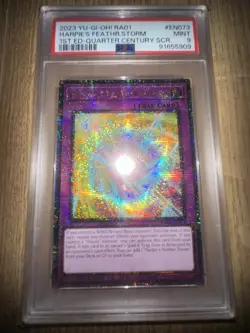 YuGiOh! Harpie's Feather Storm RA01-EN073 Quarter Century Rare 1st Ed PSA 9 - Image 1
