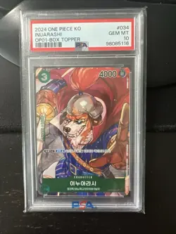 One Piece Tcg Inuarashi #034 Kor Op01-Box Topper PSA 10 V - Image 1