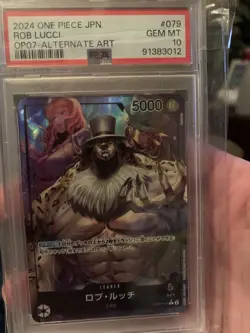 One Piece Japanese TCG Rob Lucci OP07-079 Alternate Art Leader Card PSA 10 - Image 1