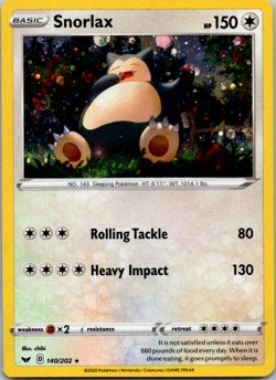Snorlax 140/202 - Sword & Shield Promo - Holo Rare Pokemon Card - Near Mint (NM) - Image 1