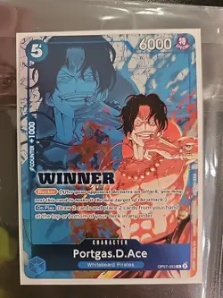 One Piece Card Game Winner Stamp Portgas D. Ace OP07-053 R English NM Condition - Image 1