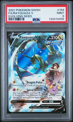 2021 POKEMON SWORD & SHIELD EVOLVING SKIES #194 FULL ART/RAYQUAZA V PSA 9 - Image 1