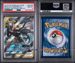 2019 Pokemon SM Black Star Pikachu & Zekrom Gx Promo Tag Tins SM168 PSA 8 - Image 2