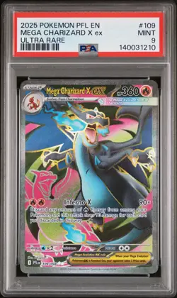 2025 POKEMON PFL EN-PHANTASMAL FLAMES ULTRA RARE #109 MEGA CHARIZARD X EX PSA 9 - Image 1