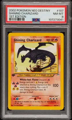 2002 POKEMON NEO DESTINY 1ST ED #107 SHINING CHARIZARD PSA 8 - Image 1