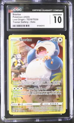 Pokemon Snorlax TG10/TG30 CGC Gem Mint 10 Lost Origin Trainer Gallery 2022 - Image 1