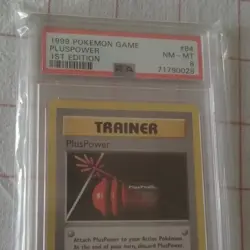 PlusPower Base Set Shadowless 1st Edition 084/102 PSA 8 Pokemon - Image 2