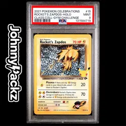 Rocket's Zapdos 15/132 - 2021 Celebrations Collection Stamped Pokemon Card PSA 9 - Image 1