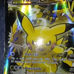 Pokemon Pikachu EX XY124 Holo Promo 130 HP Iron Tail Overspark XY Card - Image 2