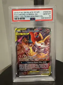 2019 Pokemon Black Star Charizard & Braxien Gx Promo #SM230 PSA GEM MINT 10 - Image 1