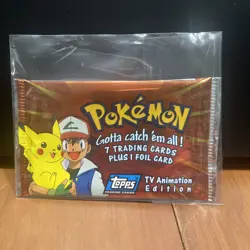 Pokemon TV Animation Edition Factory-Sealed Blue Logo Pack 1999 Topps - Image 1