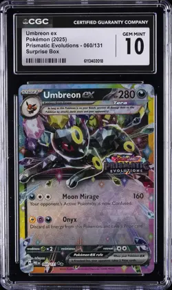 2025 PRISMATIC EVOLUTIONS-SURPRISE BOX #060/131 POKEMON CGC 10 GEM MINT - Image 1
