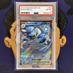 PSA 8 NEAR MINT 2023 Pokemon Mew 151 BLASTOISE EX #009 Holo Rare - Image 2