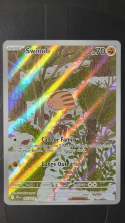 Pokemon Swinub TCG Holo Card 165/159 Journey Together Illustration Rare - Image 1