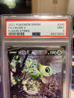 2021 POKEMON SWORD & SHIELD FUSION STRIKE #245 FULL ART/CELEBI V PSA 9 - Image 2