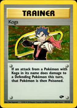 Pokemon TCG Koga Gym Challenge Trainer Holo Card 19/132 - Image 1