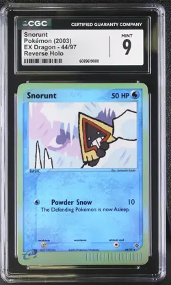 CGC 9 MINT Snorunt 2003 EX Dragon 44/97 Reverse Holo Pokemon Card - Image 1