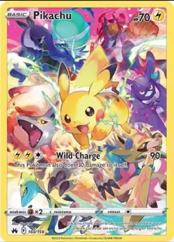 Pokemon Pikachu TCG Full Art Holo Card 160/159 SWSH Crown Zenith Secret Rare - Image 1