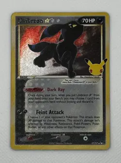 Umbreon Gold Star 17/17 Celebrations Classic Collection Holo Card NM Condition - Image 1