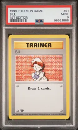 1999 Pokemon 1st Edition Base Set Shadowless Bill PSA 9 . #91/102 - Image 1