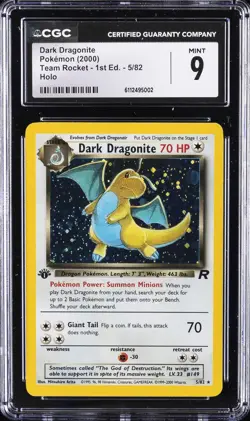 2000 POKEMON TEAM ROCKET - 1ST ED HOLO #5/82 DARK DRAGONITE CGC 9 - Image 1