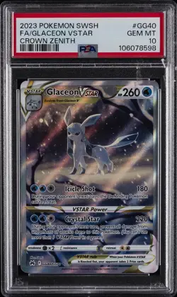 2023 POKEMON SWORD & SHIELD CROWN ZENITH #GG40 FULL ART/GLACEON VSTAR PSA 10 - Image 1