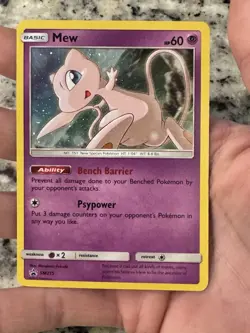 Mew SM215 Sun & Moon 2019 Cosmos Holo Rare Black Star Promo Pokemon Close To NM - Image 3