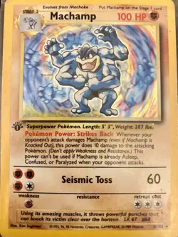 Pokemon Machamp 1st Edition Holo Rare Deck Exclusives 008/102 100 HP Wizards - Image 1