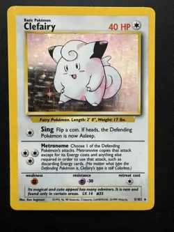 Clefairy 005/102 Base Set Holo Rare Vintage Pokemon TCG WoTC MP Clean Holo - Image 1