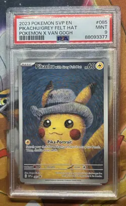 Pokemon Pikachu with Grey Felt Hat Van Gogh Full Art Promo SVP EN 085 PSA 9 Mint - Image 1