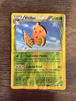 Vivillon Reverse Holo 17/146 – 2014 XY Base Set – Heavily Played HP Pokemon - Image 1