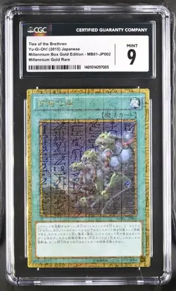 YuGiOh 2015 MB01-JP002 Millennium Gold Rare Ties of the Brethren Japanese CGC 9 - Image 1