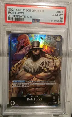 One Piece TCG 2024 Rob Lucci Leader OP07-079 Alternate Art Foil PSA 10 - Image 1