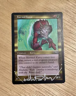 VTG 2001 MTG Magic The Gathering Card Horned Kavu Creature Kavu Illus. Signed - Image 1