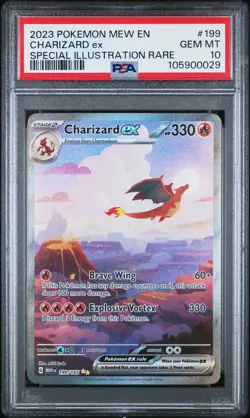 2023 POKEMON MEW EN-151 SPECIAL ILLUSTRATION RARE #199 CHARIZARD EX PSA 10 - Image 1