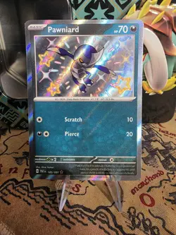 Pokemon TCG Scarlet & Violet Paldean Fates Pawniard 185/091 Shiny Rare - Image 1