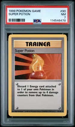 1999 POKEMON GAME #90 SUPER POTION PSA NM 7 - Image 1