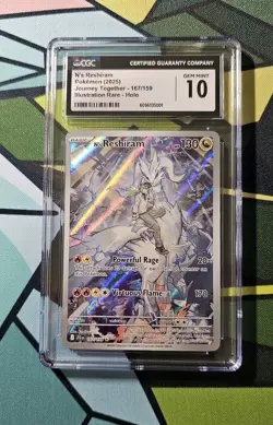 CGC Gem Mint 10 N's Reshiram 167/159 Pokemon Journey Together 2025 English - Image 1
