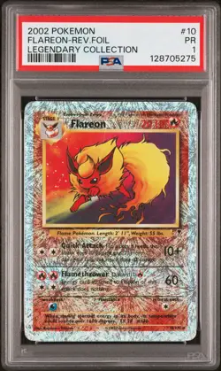 2002 POKEMON LEGENDARY COLLECTION #10 FLAREON-REVERSE FOIL PSA 1 - Image 1