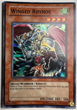 YuGiOh Winged Rhynos FOTB-ENSE2 Super Rare Limited Edition — Lightly Played - Image 1