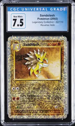 2002 POKEMON LEGENDARY COLLECTION REVERSE HOLO #62 SANDSLASH CGC 7.5 - Image 1