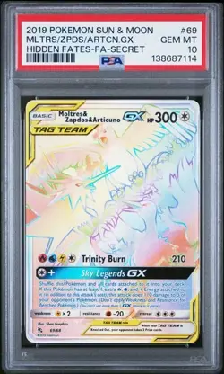 PSA 10 Moltres & Zapdos & Articuno GX #68 - Hidden Fates - Pokemon TCG GEM MINT - Image 1
